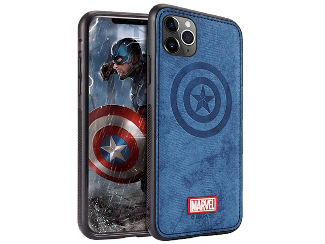 Чехол Marvel Avengers Leather case для Apple iPhone 11 pro max (Captain America, матерчатый)