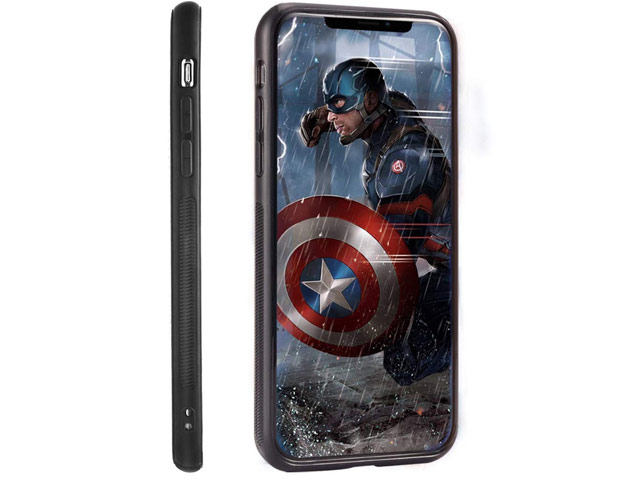 Чехол Marvel Avengers Leather case для Apple iPhone 11 pro max (Captain America, матерчатый)