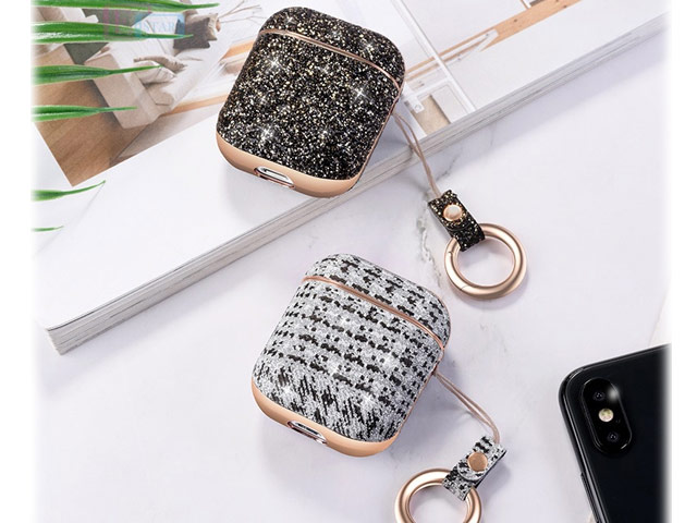 Чехол Hoco Shiny Case для Apple AirPods (черный, кожаный)