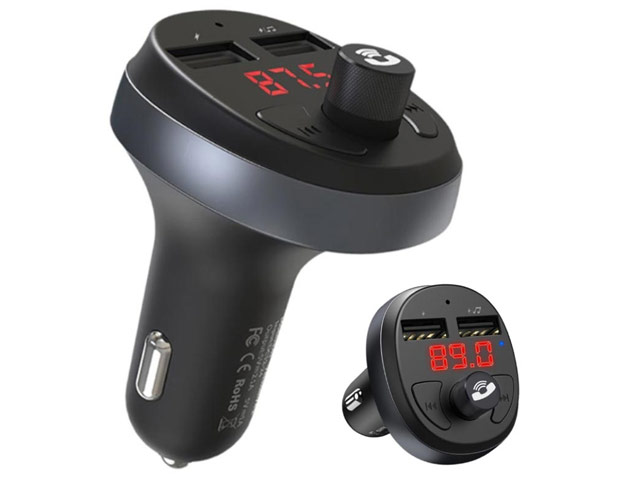 Зарядное устройство hoco In-Car Audio FM Transmitter универсальное (автомобильное, 2.1A, 2xUSB, FM-модулятор, черное)