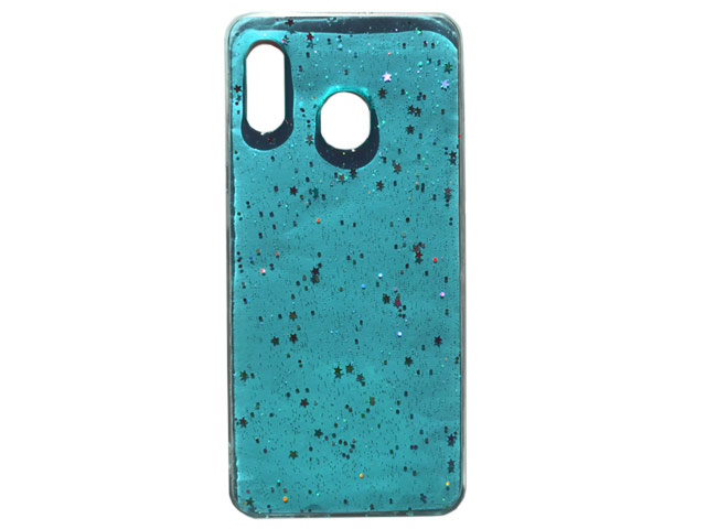 Чехол Yotrix GlitterFoil Case для Samsung Galaxy A30 (голубой, гелевый)