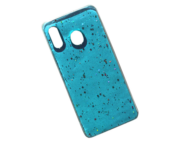 Чехол Yotrix GlitterFoil Case для Samsung Galaxy A30 (голубой, гелевый)