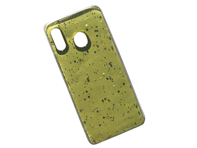 Чехол Yotrix GlitterFoil Case для Samsung Galaxy A30 (желтый, гелевый)