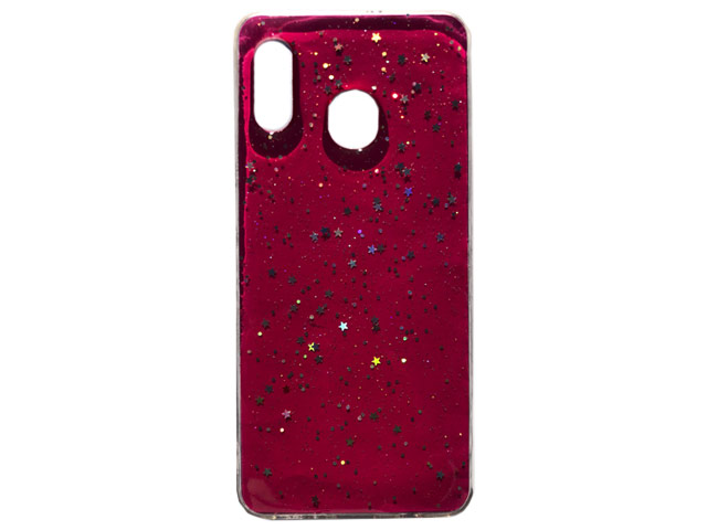 Чехол Yotrix GlitterFoil Case для Samsung Galaxy A30 (малиновый, гелевый)