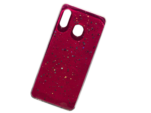 Чехол Yotrix GlitterFoil Case для Samsung Galaxy A30 (малиновый, гелевый)