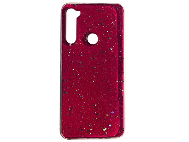 Чехол Yotrix GlitterFoil Case для Xiaomi Redmi Note 8 (малиновый, гелевый)