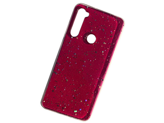 Чехол Yotrix GlitterFoil Case для Xiaomi Redmi Note 8 (малиновый, гелевый)