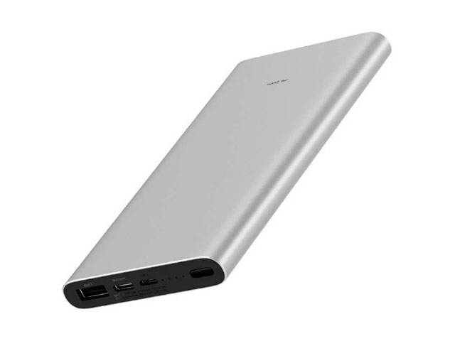 Внешняя батарея Xiaomi Mi Power Bank 3 универсальная (10000 mAh, серебристая, алюминиевая, USB, USB-C, Fast Charge)