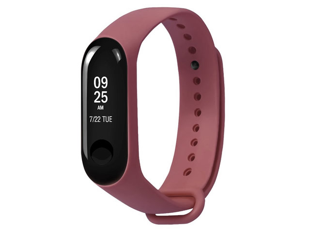 Ремешок для браслета Xiaomi Mi Band 3/4 (темно-красный, силиконовый)