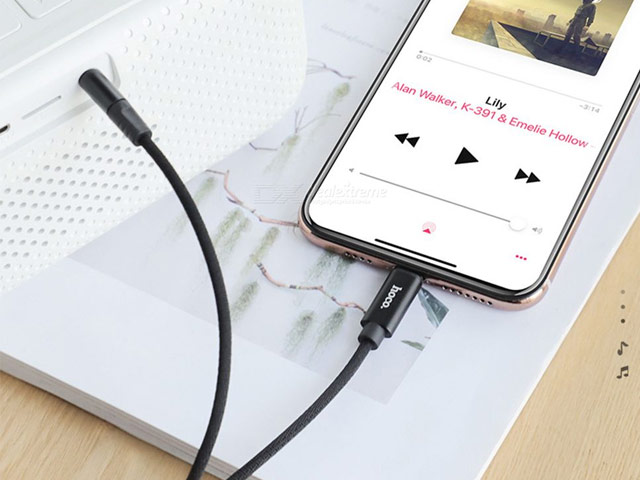 AUX-кабель Hoco Digital Audio Conversation Cable UPA13 (1 м, miniJack, Lightning, черный)