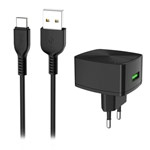 Зарядное устройство Hoco Quick Charger C70A универсальное (сетевое, 18W, Quick Charge 3.0, USB-C-кабель, черное)