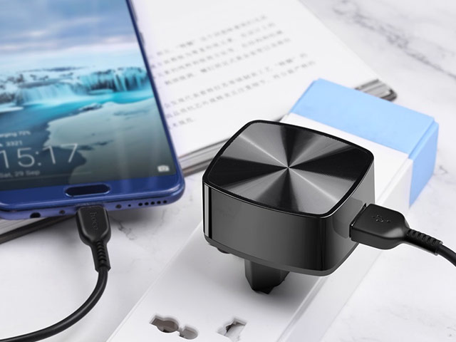 Зарядное устройство Hoco Quick Charger C70A универсальное (сетевое, 18W, Quick Charge 3.0, USB-C-кабель, черное)