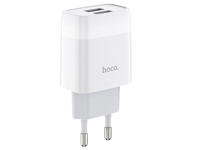 Зарядное устройство Hoco Dual Charger C73A универсальное (сетевое, 2.4A, 2xUSB, белое)