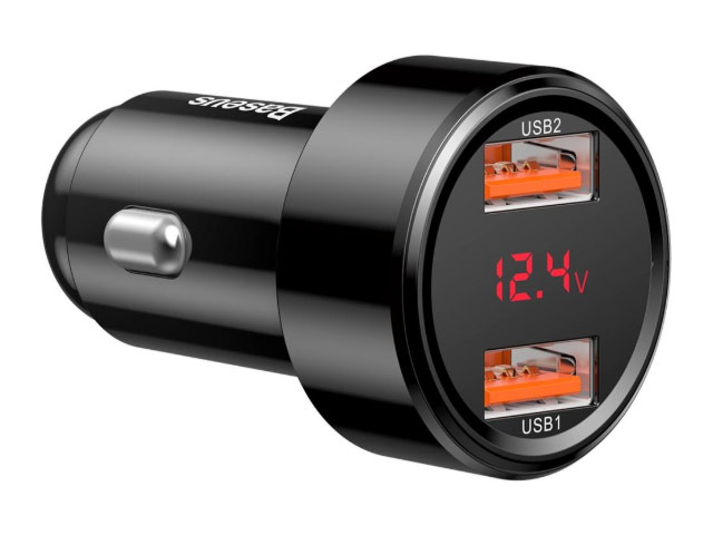 Зарядное устройство Baseus Dual USB Quick Car Charger универсальное (автомобильное, 45W, 2 x USB, индикатор, черное)