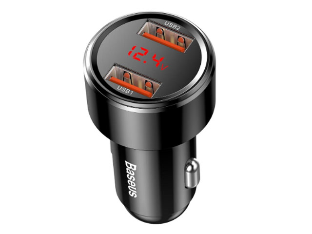 Зарядное устройство Baseus Dual USB Quick Car Charger универсальное (автомобильное, 45W, 2 x USB, индикатор, черное)