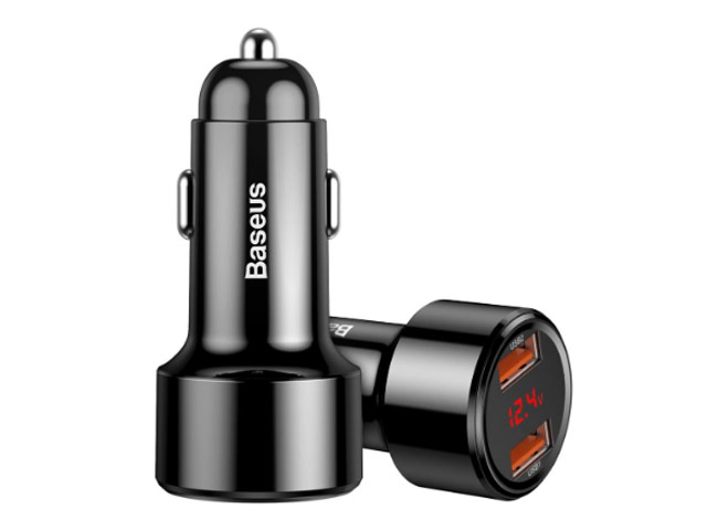 Зарядное устройство Baseus Dual USB Quick Car Charger универсальное (автомобильное, 45W, 2 x USB, индикатор, черное)