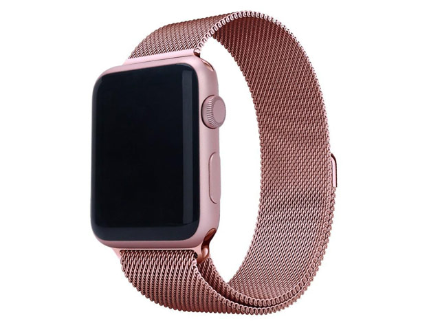 Ремешок для часов Yotrix Milanese Band для Apple Watch 42/44 мм (розовый, стальной)