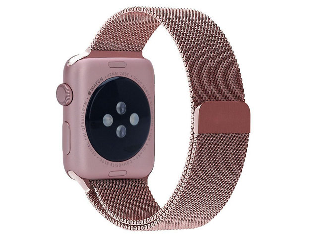 Ремешок для часов Yotrix Milanese Band для Apple Watch 42/44 мм (розовый, стальной)