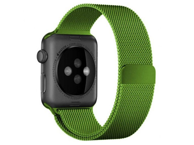 Ремешок для часов Yotrix Milanese Band для Apple Watch 42/44 мм (ярко-зеленый, стальной)