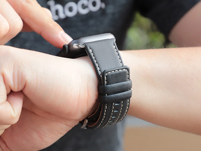 Ремешок для часов hoco Duke Leather Strap WB04 для Apple Watch (44/42 мм, черный, кожаный)