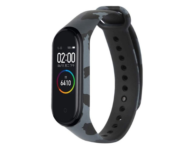 Ремешок для браслета Xiaomi Mi Band 3/4 (Gray Camo, силиконовый)