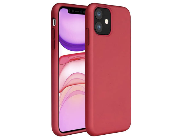 Чехол Yotrix LiquidSilicone для Apple iPhone 11 (темно-красный, гелевый)