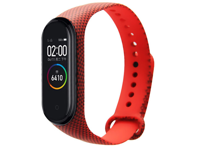 Ремешок для браслета Xiaomi Mi Band 3/4 (Red Triangles, силиконовый)