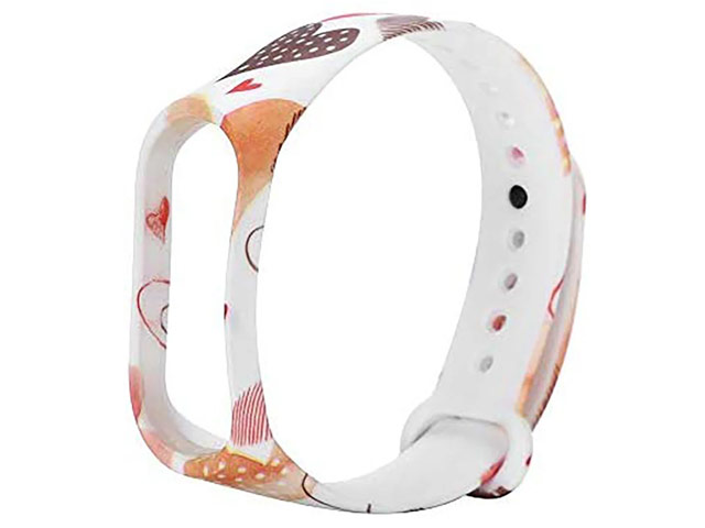 Ремешок для браслета Xiaomi Mi Band 3/4 (Beige Hearts, силиконовый)