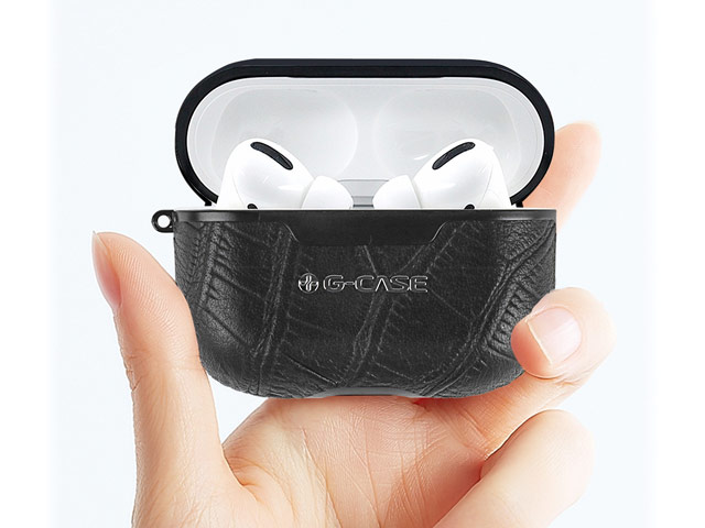 Чехол G-Case Monte Carlo Series для Apple AirPods pro (Black Croco, кожаный)