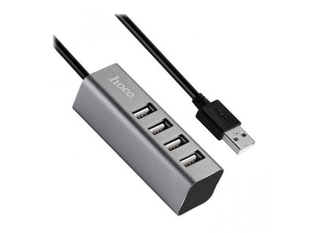 USB-хаб hoco USB x 4 Ports Hub HB1 универсальный (USB, 4 x USB, темно-серый)