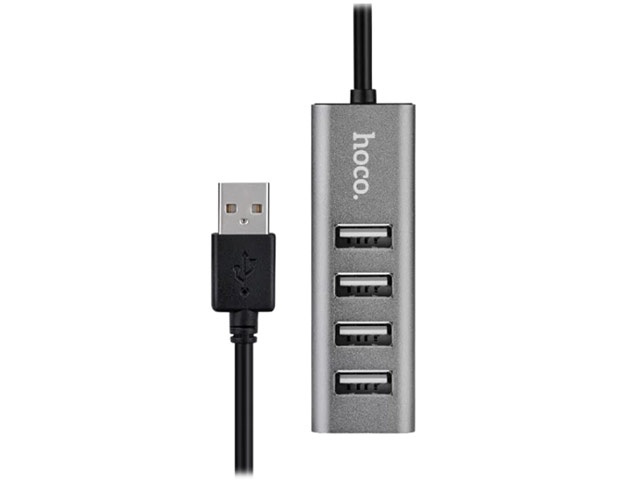 USB-хаб hoco USB x 4 Ports Hub HB1 универсальный (USB, 4 x USB, темно-серый)