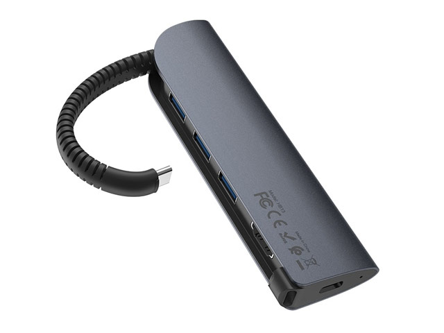 USB-хаб hoco Easylink Portable Converter HB13 универсальный (USB-C, 3 x USB 3.0, HDMI, USB-C вход, черный)