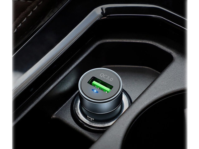 Зарядное устройство Hoco Mini Metal Car Charger Z32 универсальное (автомобильное, Quick Charge 3.0, черное)
