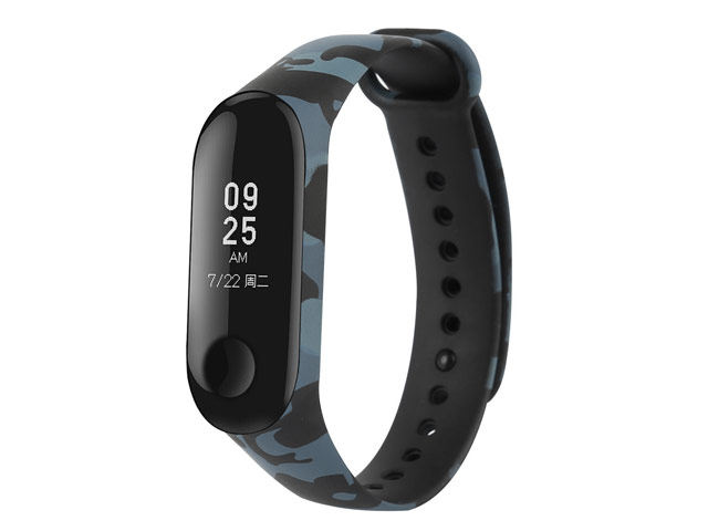 Ремешок для браслета Xiaomi Mi Band 3/4 (Navy Camo, силиконовый)