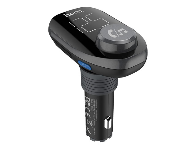 Зарядное устройство hoco In-Car Wireless FM Transmitter E45 универсальное (автомобильное, 2.4A, 2xUSB, FM-модулятор, черное)