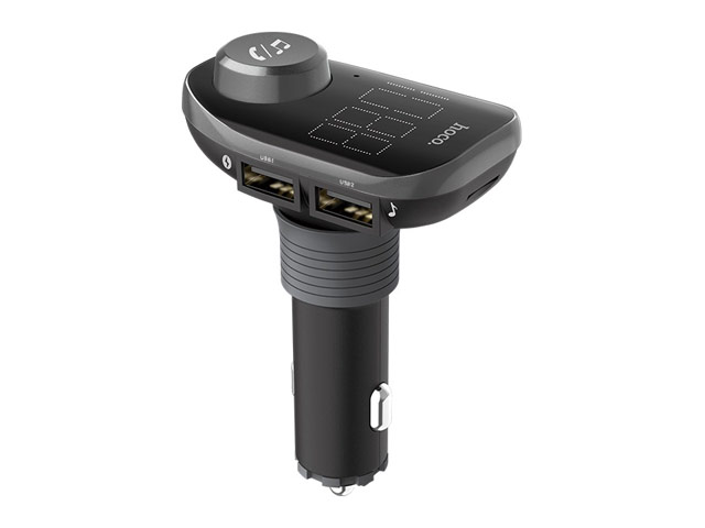 Зарядное устройство hoco In-Car Wireless FM Transmitter E45 универсальное (автомобильное, 2.4A, 2xUSB, FM-модулятор, черное)