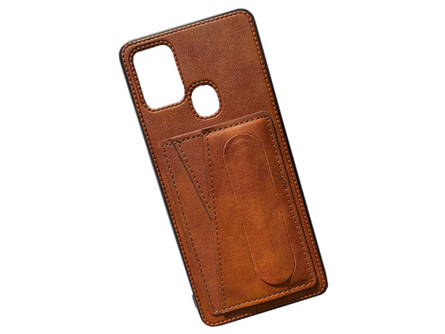 Чехол Yotrix SnapCase Holder для Samsung Galaxy A21s (коричневый, экокожа)