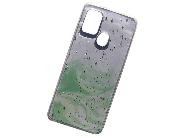 Чехол Yotrix GlitterFoil Case для Samsung Galaxy A21s (зеленый, гелевый)