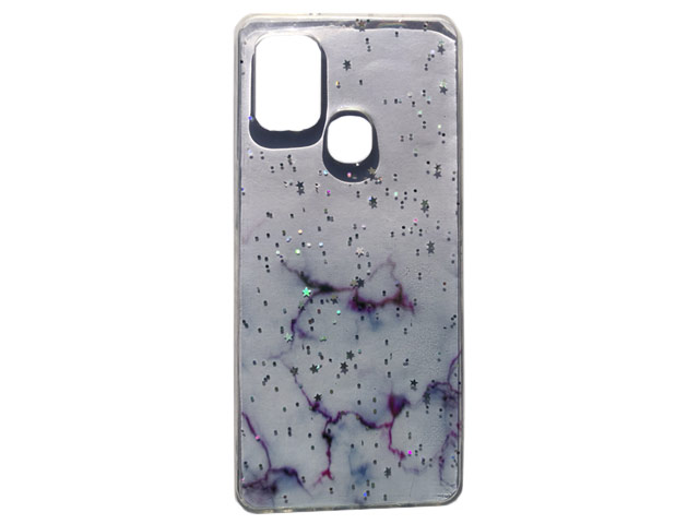 Чехол Yotrix GlitterFoil Case для Samsung Galaxy A21s (фиолетовый, гелевый)