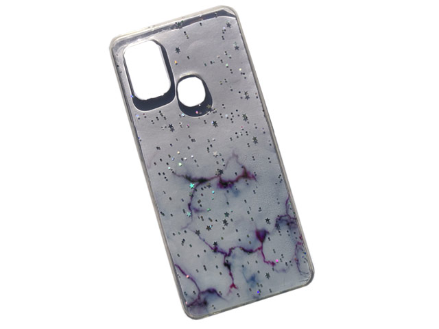 Чехол Yotrix GlitterFoil Case для Samsung Galaxy A21s (фиолетовый, гелевый)