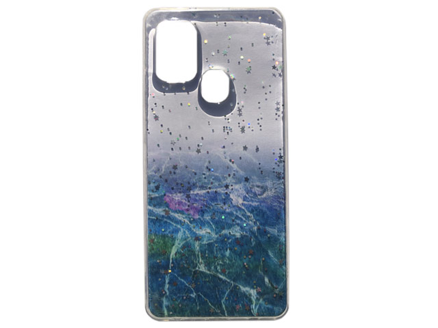 Чехол Yotrix GlitterFoil Case для Samsung Galaxy A21s (синий, гелевый)