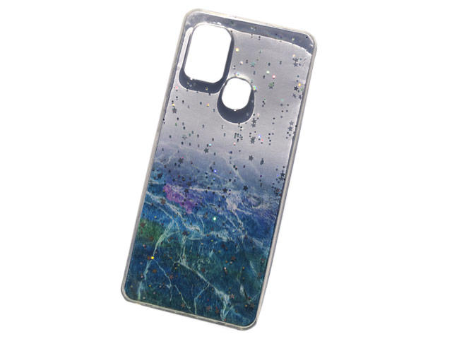 Чехол Yotrix GlitterFoil Case для Samsung Galaxy A21s (синий, гелевый)