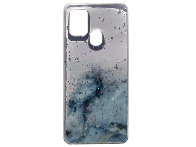 Чехол Yotrix GlitterFoil Case для Samsung Galaxy A21s (голубой, гелевый)