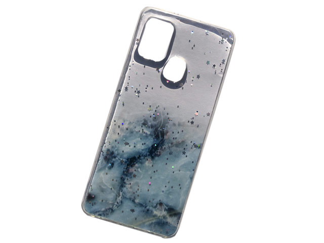 Чехол Yotrix GlitterFoil Case для Samsung Galaxy A21s (голубой, гелевый)