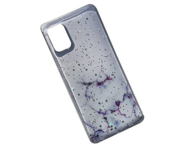 Чехол Yotrix GlitterFoil Case для Samsung Galaxy A41 (фиолетовый, гелевый)