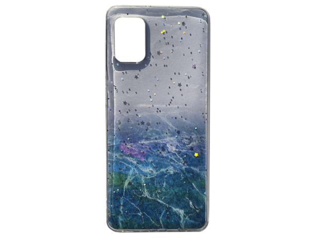 Чехол Yotrix GlitterFoil Case для Samsung Galaxy A41 (синий, гелевый)