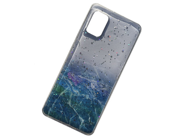 Чехол Yotrix GlitterFoil Case для Samsung Galaxy A41 (синий, гелевый)