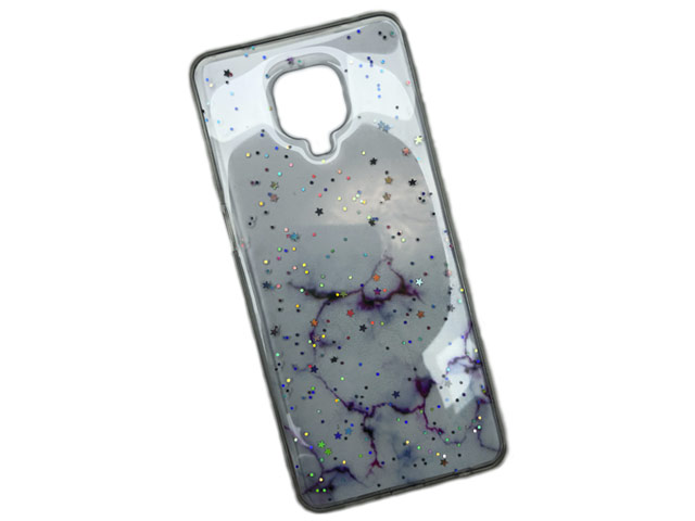 Чехол Yotrix GlitterFoil Case для Xiaomi Redmi Note 9 pro (фиолетовый, гелевый)