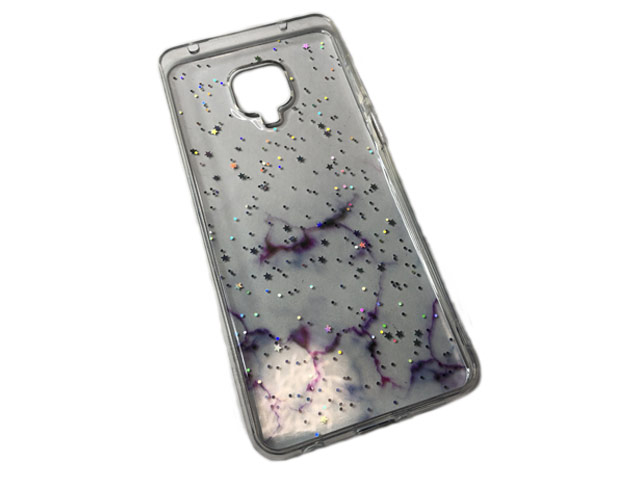 Чехол Yotrix GlitterFoil Case для Xiaomi Redmi Note 9 pro (фиолетовый, гелевый)