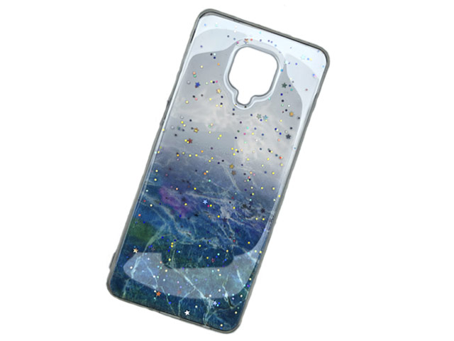 Чехол Yotrix GlitterFoil Case для Xiaomi Redmi Note 9 pro (синий, гелевый)